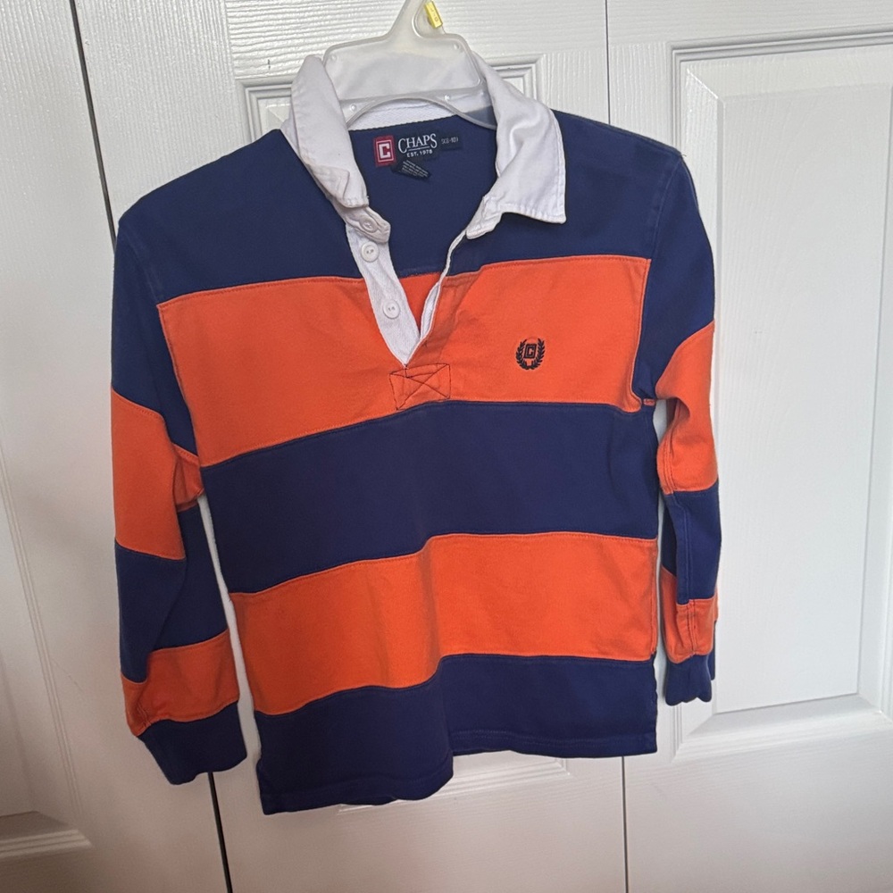 Chaps Kids Orange and Blue Striped Button Down Shirt